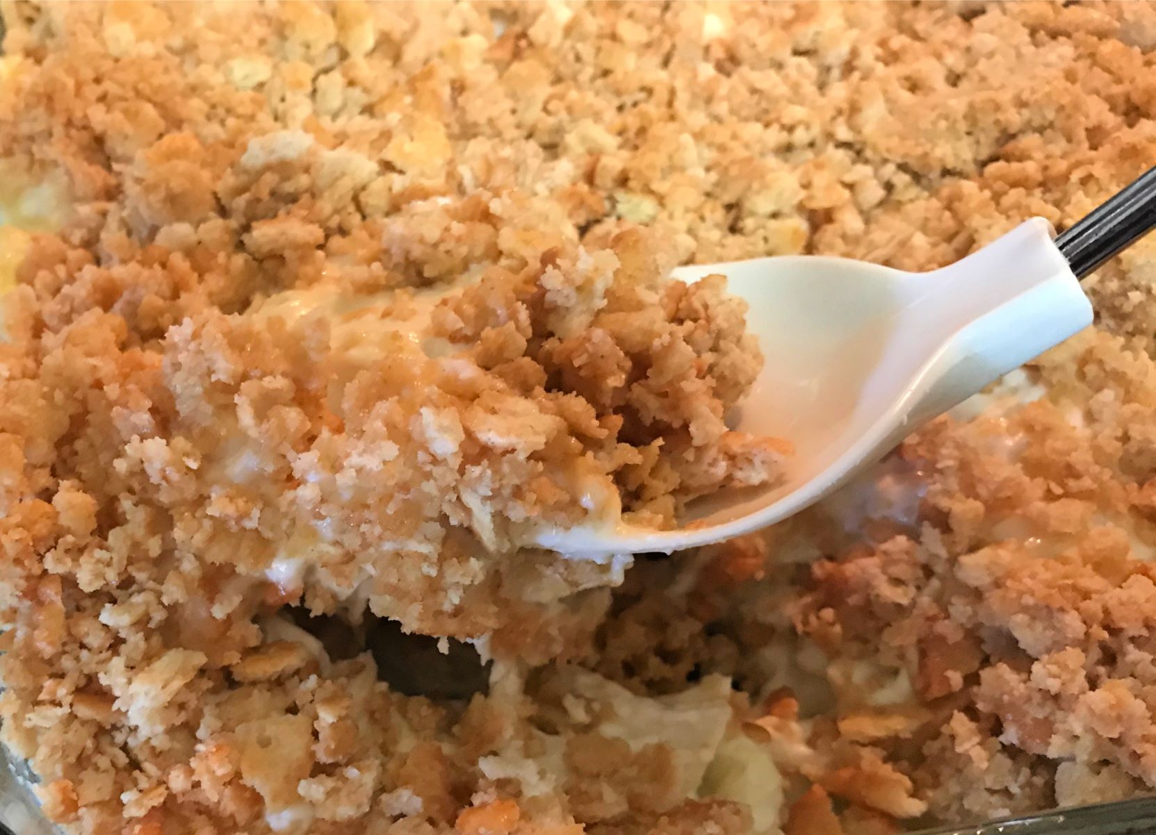 corn casserole with ritz cracker topping