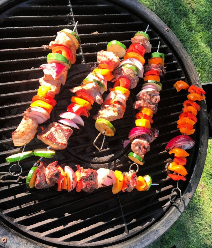 Turn the skewers frequently. Kabobs on the grill